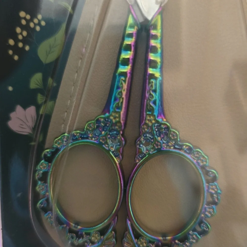 HITOPTY Iridescent Embroidery Scissors Vintage Ornate Floral Craft Shears New
